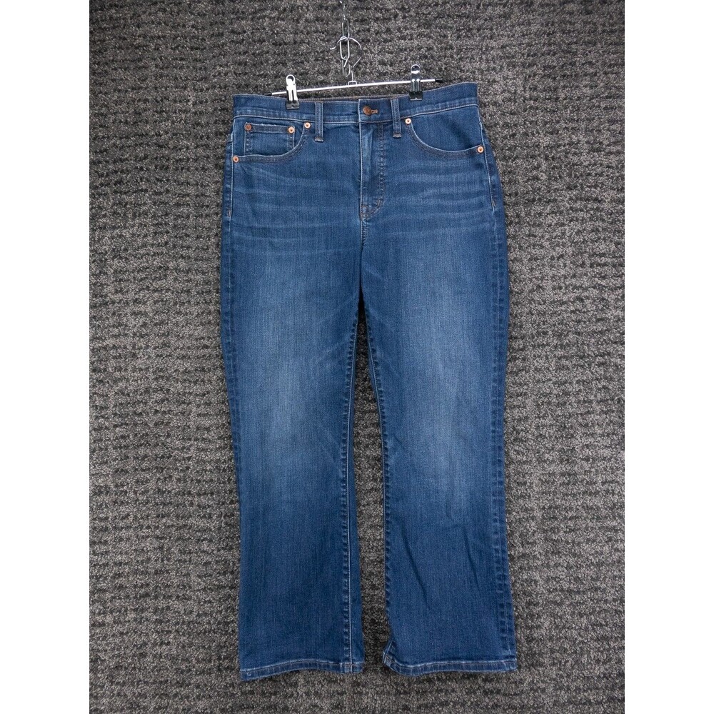 Madewell Jeans Womens 29 Actual 31 Blue Cali Demi Boot Cropped Distressed Denim